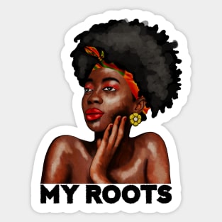 My African Roots, Black Pride, Afro African Woman Sticker